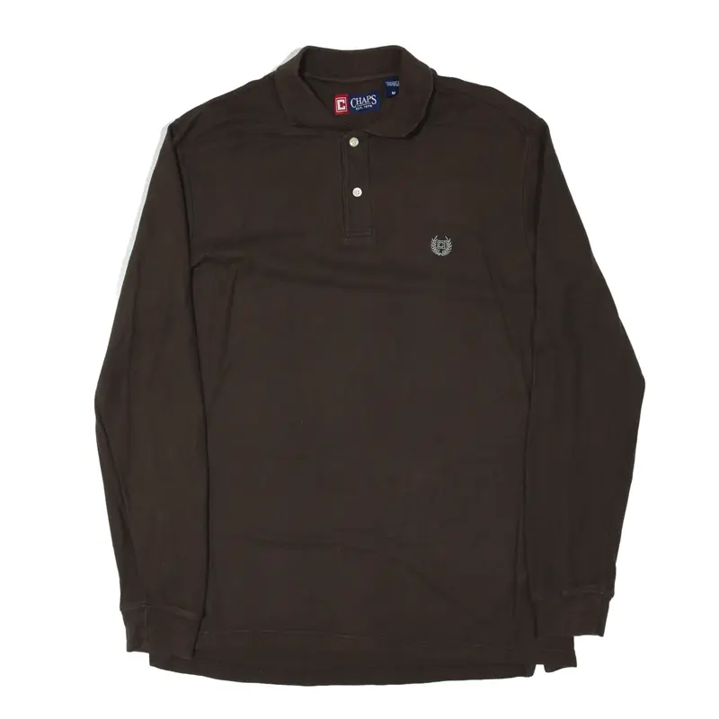CHAPS Polo Shirt Brown Long Sleeve Mens M