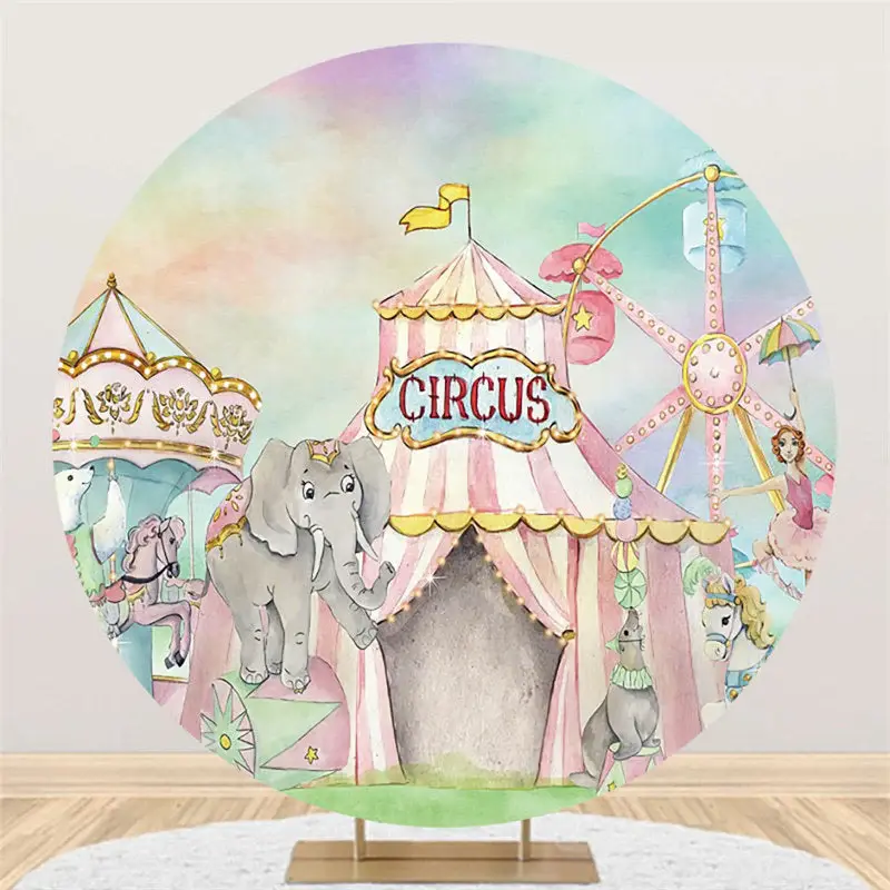 Aperturee Gold Bright Glitter Round Birthday Party Backdrop | Round Birthday Backdrop Cover | Circle Background For Party | R...