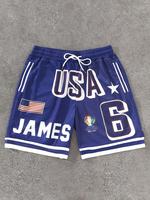 Men's Letter & Number Print Basketball Shorts, Regular Fit Casual Comfy Breathable Shorts for Summer, Men's Bottoms for Daily...