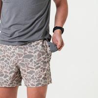 Burlebo Everyday Short Pintail Camo with Brown Pocket Fitted Trend Mid Waist Shorts For Men, Men's Swimwear for Beach Vacatio...