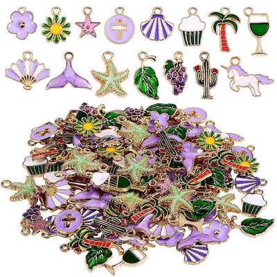 150Pcs 15 Style Alloy Enamel Pendants