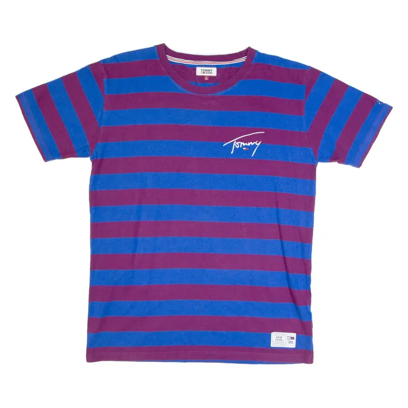 TOMMY HILFIGER Striped Mens T-Shirt Maroon L