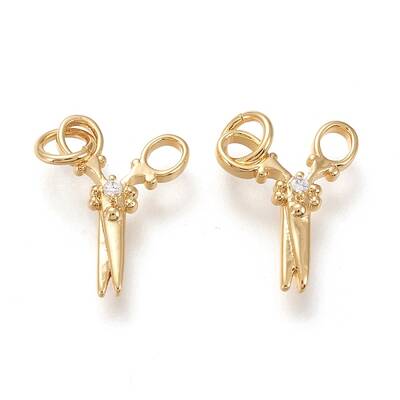 Brass Micro Pave Clear Cubic Zirconia Charms
