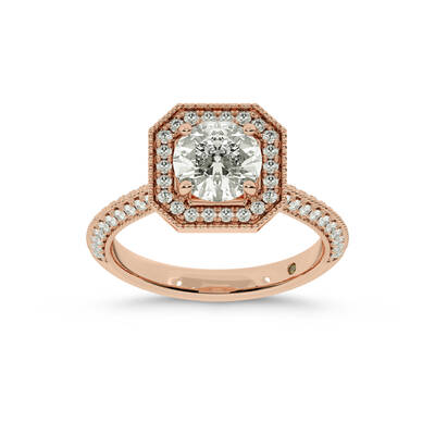 Shyne Octagonal Halo Round Lab Grown Diamond Engagement Ring | 18K Rose Gold 4 CT. TW.