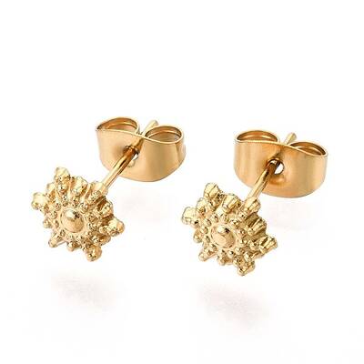 304 Stainless Steel Sun Stud Earrings for Women