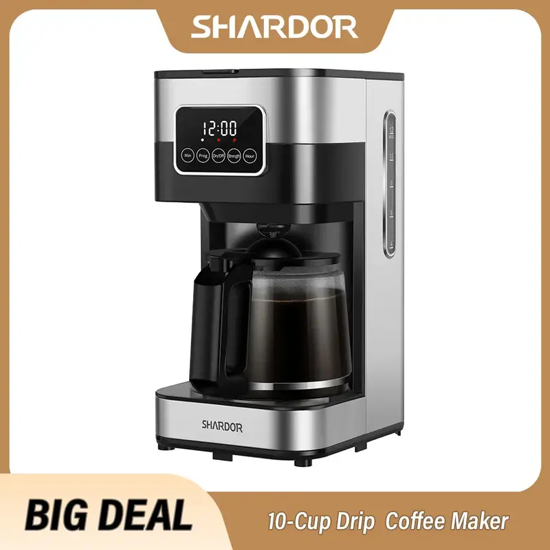 SHARDOR  10-Cup Drip Coffee Maker with Touch-Screen Programmable, Stainless Steel Brew Coffee Machine, Pause & Serve, Regular...