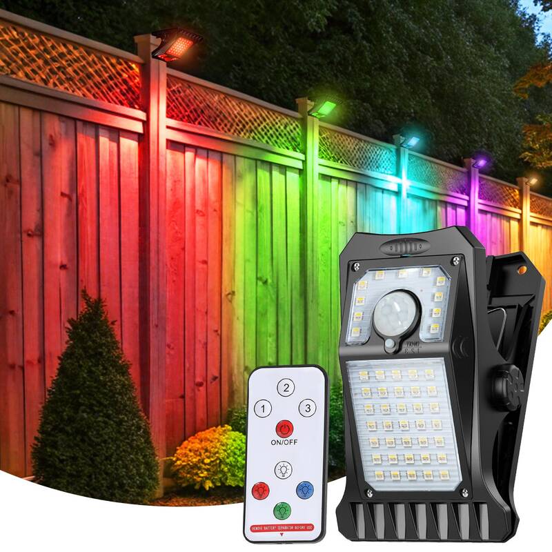 FabStyl USB & Solar Charging Clip Lights, Auto ON/OFF With Motion Sensor, 4 Lighting Colors Adjustable Flashlight, Remot