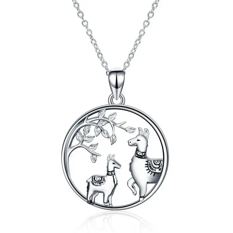 Sterling Silver Cubic Zirconia Llama Pendant Necklace
