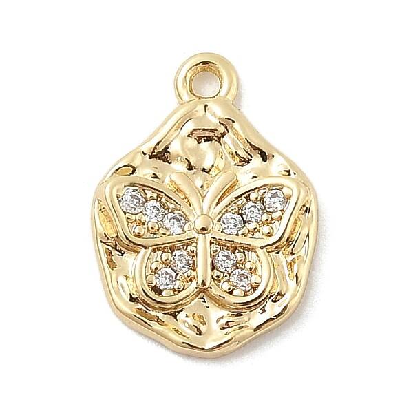 Brass Micro Pave Clear Cubic Zirconia Charms