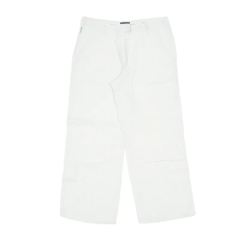 ARMANI Lightweight Trousers Cream Regular Wide-Leg Linen Womens W29 L28