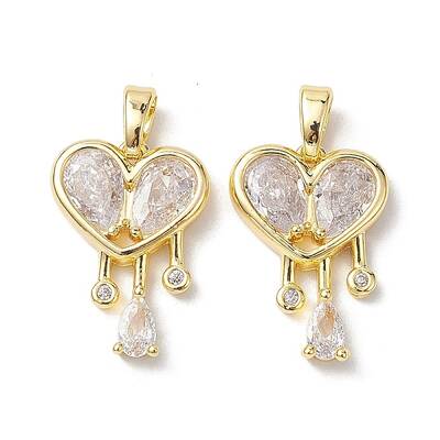 Valentine's Day Brass Micro Pave Clear Cubic Zirconia Pendants