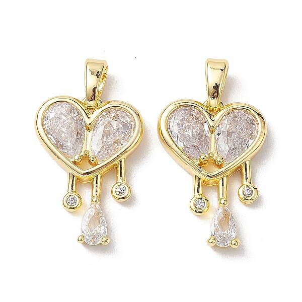 Valentine's Day Brass Micro Pave Clear Cubic Zirconia Pendants