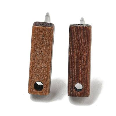 Walnut Wooden Stud Earrings Findings