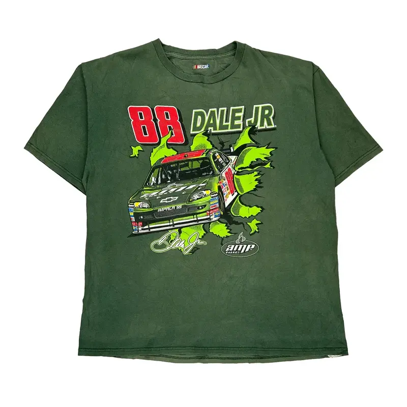 Dale Jr Nascar Graphic T-Shirt - XL Green Cotton