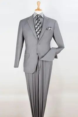 Modern Fit Two Button Men's Suit in Light Grey - Two Piece