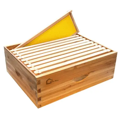 Garvee 10-Frame Langstroth Medium Super Bee Hive Box, Beeswax-Dipped, Cedarwood, Dovetail Assembly, Wax Coated, With Frames &...