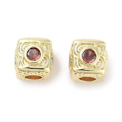 Brass Micro Pave Cubic Zirconia Beads