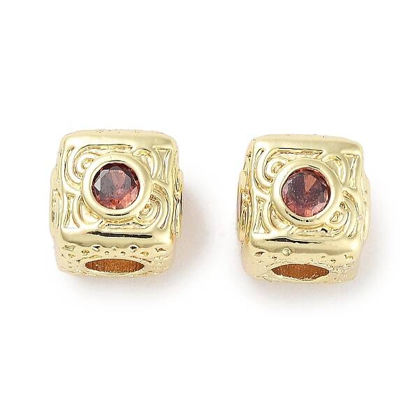 Brass Micro Pave Cubic Zirconia Beads
