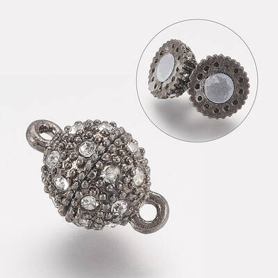 Alloy Rhinestone Magnetic Clasps with Loops