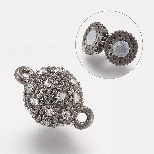 Alloy Rhinestone Magnetic Clasps with Loops