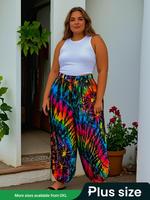 【Plus Size】 Tie Dye Print Pants, Loose Boho Casual Comfy Trousers for Daily Wear, Women's Bottoms for All Seasons, Womens...