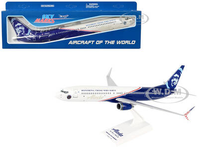 Boeing 737-900 Commercial Aircraft Alaska Airlines-Honoring Those Who Serve (N265AK) White and Blue (Snap-Fit) 1/130 Plasti...