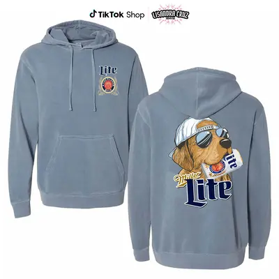 Miller Golden Dog Comfort Colors Two-sided Hoodie for Men and Women- Unisex Outdoors Funny Beer Printed Hoodie- Soft Cotton P...