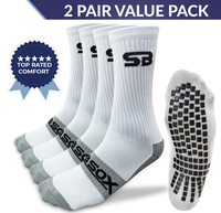 SB SOX 2-Pair Grip Socks for Men and Women - Best Non-Slip Crew Socks for All Sports and Activities - Soccer Basketball Footb...