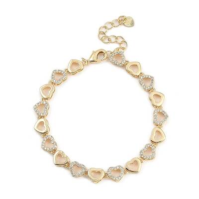 Brass Micro Pave Cubic Zirconia Link Bracelets for Women