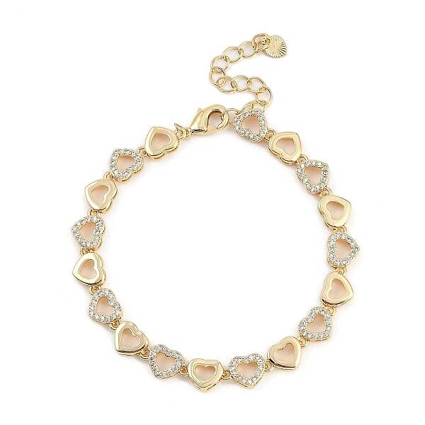 Brass Micro Pave Cubic Zirconia Link Bracelets for Women
