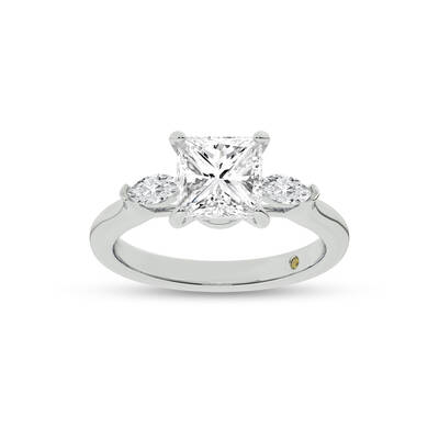 Maui Three Stone Princess Cut Lab Grown Diamond Engagement Ring | 14K White Gold 3 1/2 CT. TW.