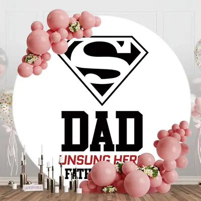 White Dad Unsung Hero Round Fathers Day Backdrop - Aperturee
