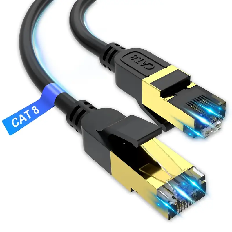Cat 8 Ethernet Cable, 6FT High-Speed 26AWG Heavy-Duty LAN Cable, 40Gbps, 2000MHz, Gold-Plated RJ45 Connectors for Router, Gam...