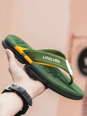 Men's Summer 2024 Fashionable Colorblock Letter Pattern Flip Flops, Casual Outdoor Soft Sole Flip Flops, Beach Flip Flop for ...