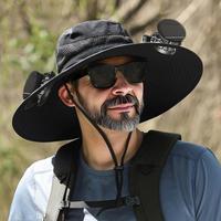 Outdoor Wide-brimmed Sun Hat with Solar Fan, Unisex Fishing Solar Fan Hat, Fisherman's Hat with Built-in Fan, Suitable for Fi...