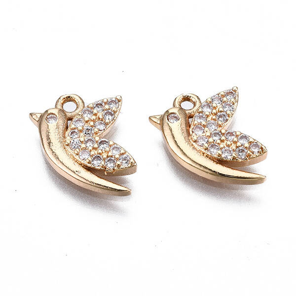 Brass Micro Pave Clear Cubic Zirconia Charms