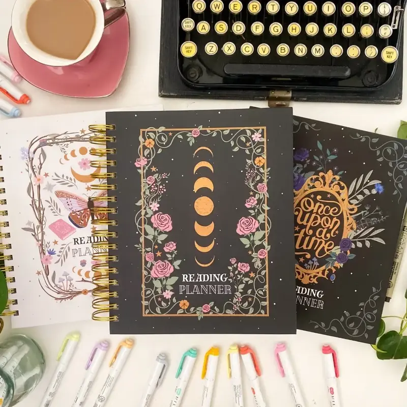 Hardcover Planner and Reading Tracker for Book Lovers to track their reading journey and plan their daily and monthly schedul...