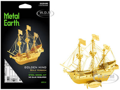 Model Kit Golden Hind Galleon Gold Version (Moderate Difficulty) Steel Model by Metal Earth