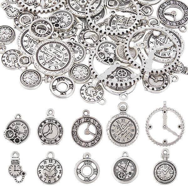 60Pcs 10 Styles Alloy Pendants