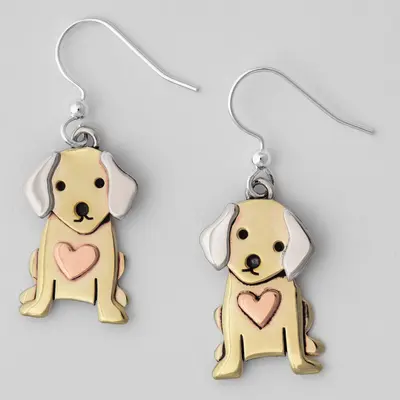 Sweet Pup Mixed Metal Earrings