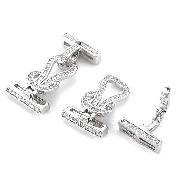 Brass Micro Pave Clear Cubic Zirconia Fold Over Clasps