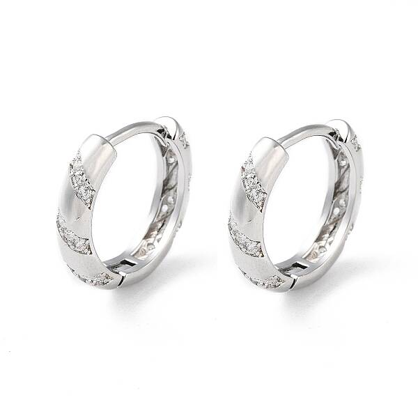 Brass Micro Pave Cubic Zirconia Hoop Earrings