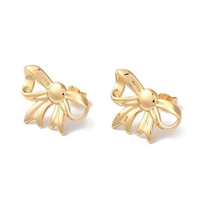 Bowknot Ion Plating(IP) 304 Stainless Steel Stud Earrings for Women
