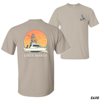 Dirty Marsh Fishing T-Shirt – Sportfishing Boat Graphic Tee in Sunset Sand, Premium Coastal Outfitters Apparel for Men, Gre...