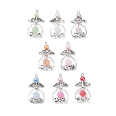 Glass Pearl Bead Angel Pendants
