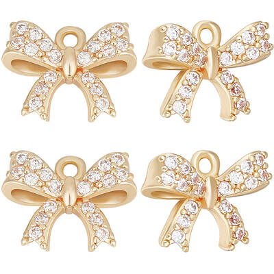 12Pcs Rack Plating Brass Micro Pave Cubic Zirconia Charms