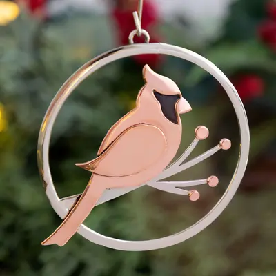 Mixed Metals Cardinal Ornament