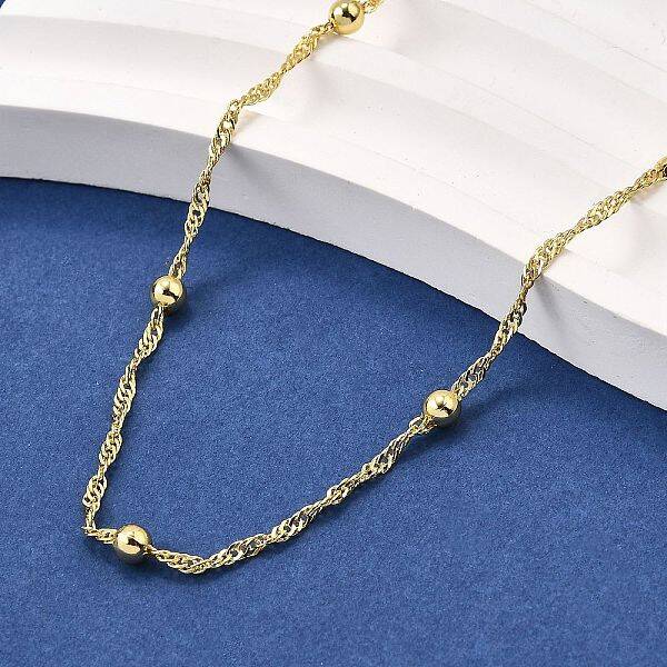 3.5MM Brass Round Ball Singapore Chain Necklaces