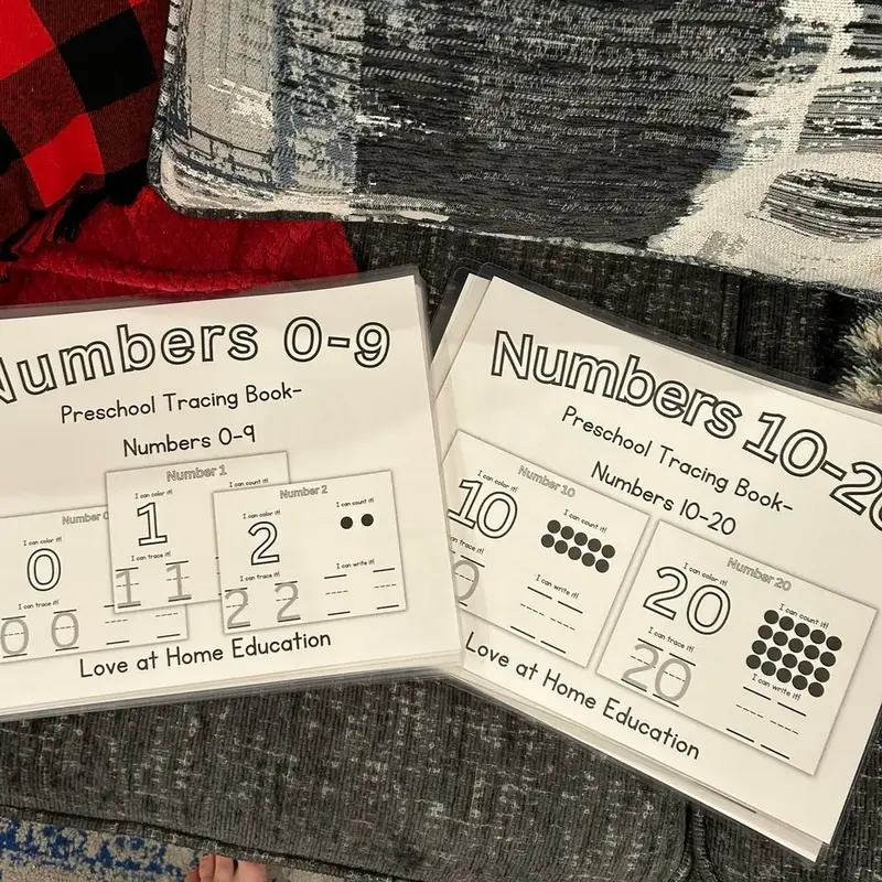 Preschool-2nd Grade Numbers Workbooks - Numbers 0-9, 10-20, and 0-99 - Choose Laminated or Just Paper, Printed on Cardstock, ...