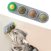 Potaroma 4 Catnip Silvervine Ball Toys, Extra Cat Energy Ball, Edible Cats Lick Kitten Chew, Teeth Cleaning Dental Wall Treat...